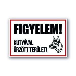 Kutyával őrzött terület tábla 23×15 cm