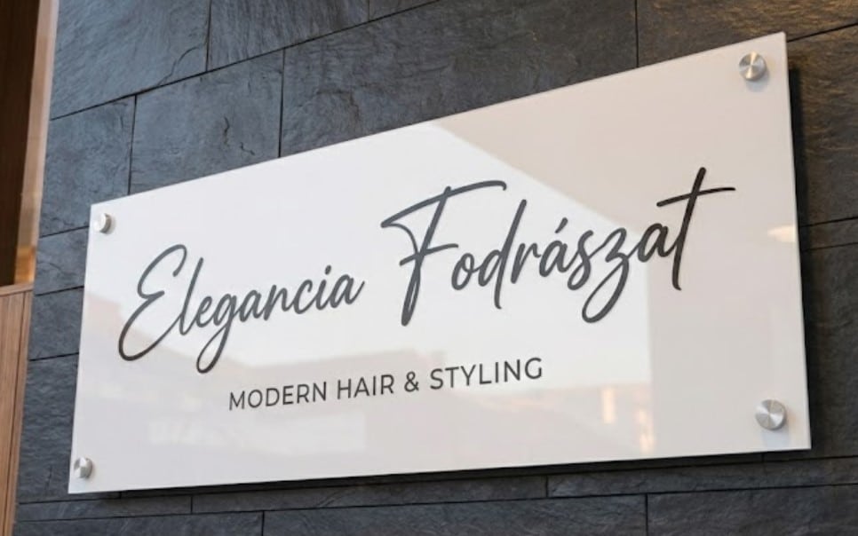 elegancia fodrászat plexi opal reklamtabla 2