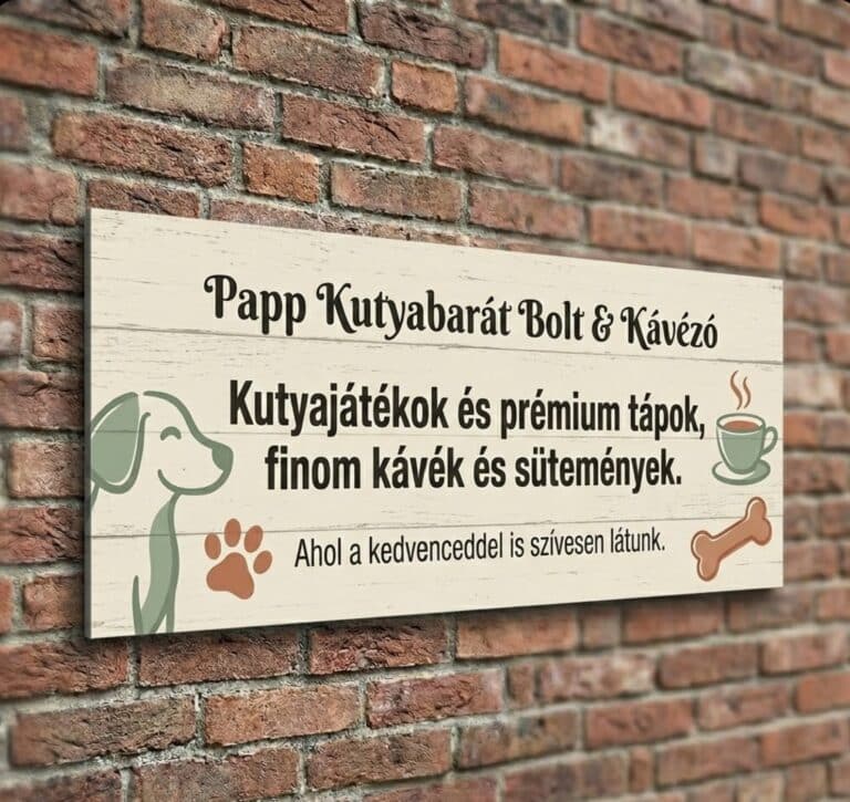 Kutyabarát kávézó és kisállat bolt reklámtábla - Áfonya Reklám ...