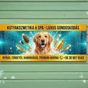 kutyakozmetika reklamtabla zold arany